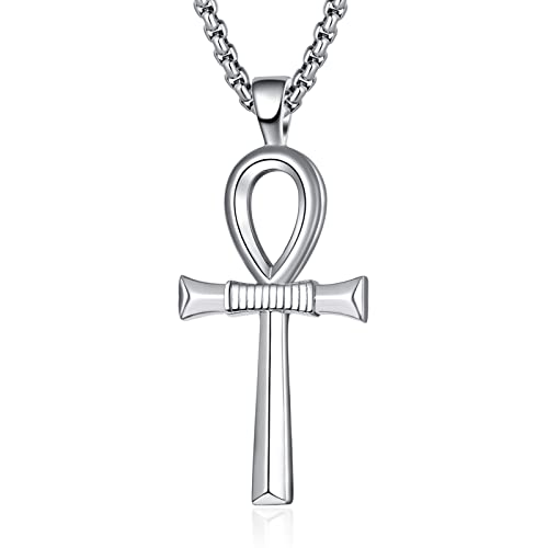 Collier croix ankh copte bijoux égyptiens argent sterling homme chaîne 2.5mm