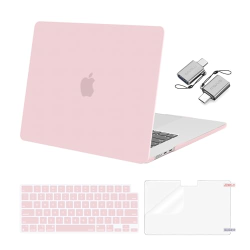 Image of MOSISO Compatible with MacBook Air 15 inch Case M5 2026 M4 M3 M2 2025-2023 | A3448 A3241 A3114 A2941, Hard Shell&Keyboard Cover&Screen Film&Type C, Great for Study Travel Work, Baby Pink