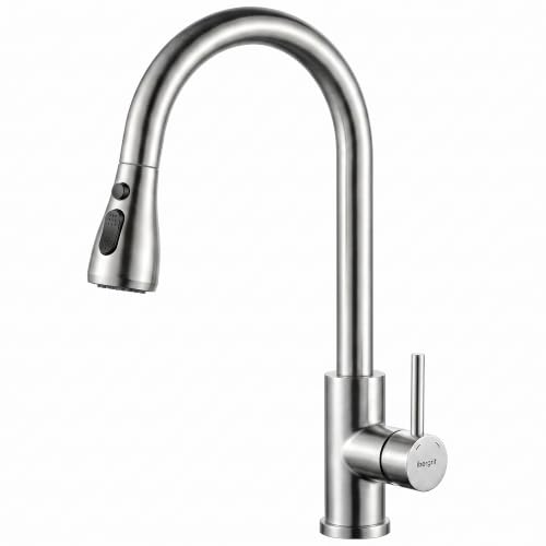 Ibergrif Kitchen Tap, Pull Out Sprayer Kitchen Mixer Tap, Brushed Nickel – Ansicht 1