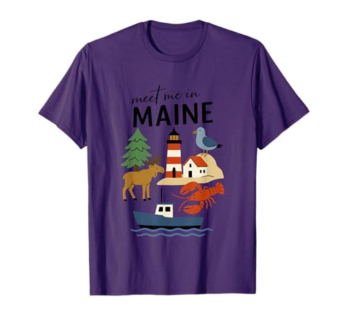 Explore Maine Adventure Awaits Lighthouse Moose T-Shirt