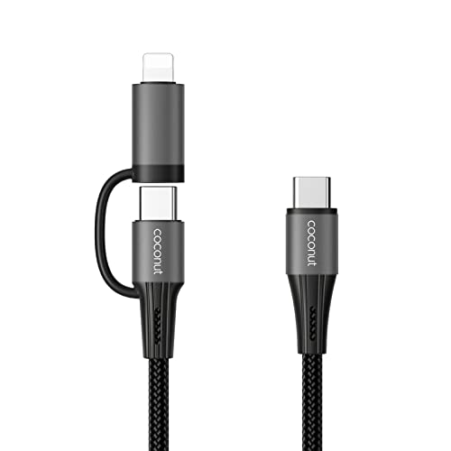 coconut C19 2 in 1 3A, 60W Power Delivery USB Type C + 20W Lightning Charging Cable, Aluminium Alloy Connector, Premium Nylon Braided Fast Charging Cable Compatible for Apple & C type Devices (B09JZT1LST) Amazon Price History, Amazon Price Tracker