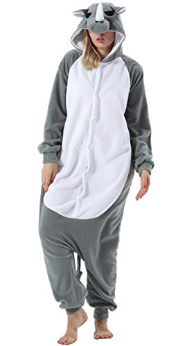 ULEEMARK Mujer Hombre Pijama Animal Entero Unisex para Adultos con Capucha Cosplay Pyjamas Ropa de Dormir Traje de Disfraz para Festival de Carnaval Halloween Navidad XL