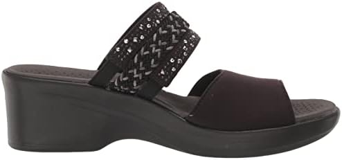 BZees Womens Fireworks Wedge Sandal Black Woven 11 M | Image 5