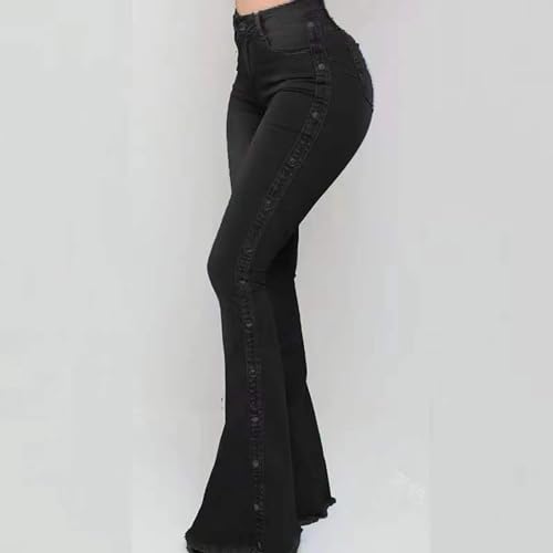 Jean évasé noir taille haute pour créer un look de bureau élégant en XL