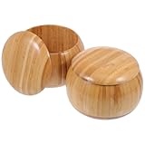 BESTYASH Cajas de Ajedrez de Bambú Natural Tapa para Piezas Go, Estuches Portátiles Ligeros para Almacenamiento en Sala de Juegos y Hogar, Set de 2 Cajas Simples para Guardar Piedras