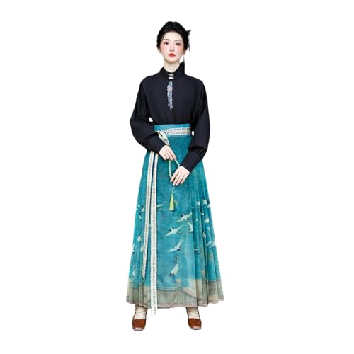 Jupe style chinois magnifique imprimé traditionnel jupe cheval femme haut de gamme