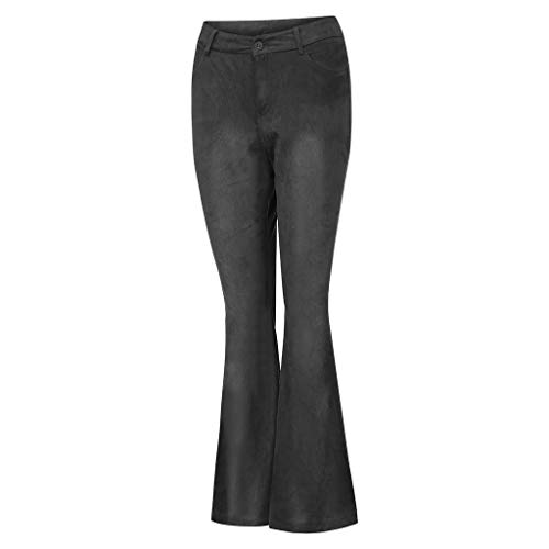 image for VEZAD Store Women's Flare Bottoms Pants Suede Low Waist Solid Color Ca