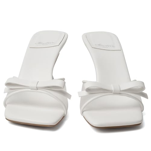 Image of Mostrin Kitten Heels for Women Round Toe Heels With Bow Vintage Mules Sexy Slip on Stiletto Backless Sandals for Party Daily