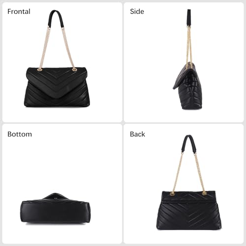 Image of Women Shoulder Bag, Fashionable Quilted Vegan leather Crossbody Purses with Adjustable Chain Designer Purses