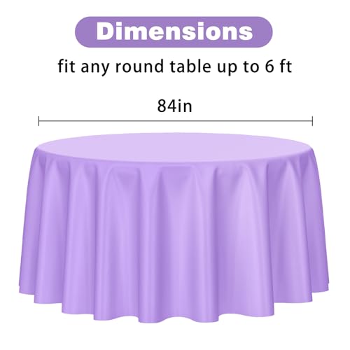 Image of Kopokita 2 Pack Light Purple Round Disposable Plastic Tablecloths 84 inch