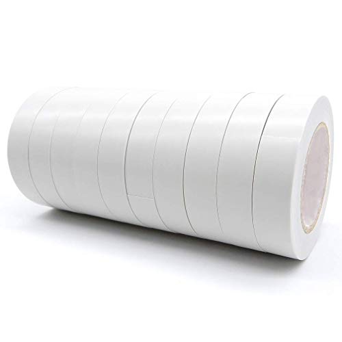 Image of Maveek 10 Rolls White PVC Electrical Insulation Tapes, Flame Retardant Waterproof Tape Vinyl Insulating Backing, 15mmx15m(0.6 inch x 49.2ft)