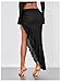 Verdusa Women's Club Outfits Asymmetrical High Slit Mesh Long Skirts Ruffle Hem Ruched Flowy Bodycon Skirt Black Small