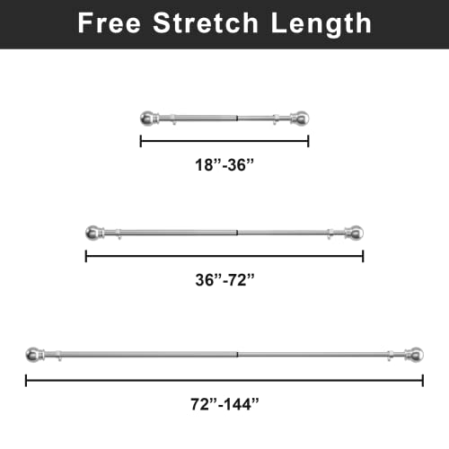 Urline Ball Caps Curtain Rod,Retractable Curtain Rods For Windows 18 To 36 Inch,Curtain Rod With Classic Round Finials, Including Curtain Rod Mounting Bracket, Silver. #TOP2