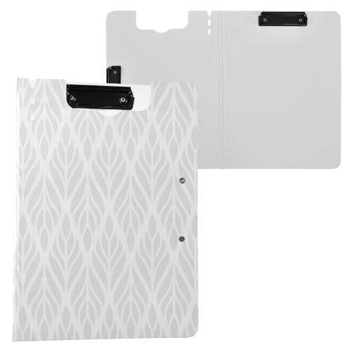 A4 クリップファイル バインダー ファイル クリップボード フォルダー 白色 ホワイト 葉 リーフ 幾何学模様 書類入れ ファイルフォルダー 収納 薄型
