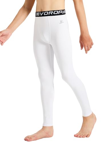 Image of DEVOROPA Boys Leggings Youth Compression Pants Sports Tights Basketball Football Baseball Soccer Baselayer Slim /Regular /Husky
