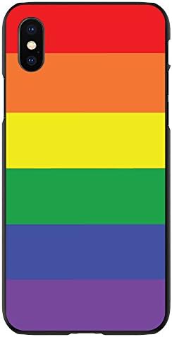 Case for iPhone XR (6.1" Screen) - Custom Ultra Slim Thin Hard Black Plastic Cover - Rainbow Stripes Gay Pride - Show Your LGBTQ Support
