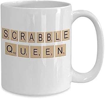 Apular Novelty Ceramic Coffee Mug Scrabble Queen Funny Mug Anniversary Birthday Christmas Gifts Tea Cups Home Decor, 11 Oz