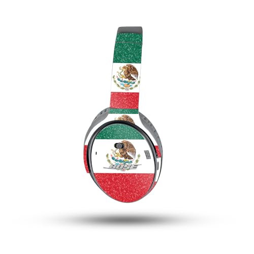 Image of MightySkins Glossy Glitter Skin Compatible with Bose QuietComfort 35 II Headphones - Mexican Flag | Protective, Durable High-Gloss Glitter Finish | Easy to Apply