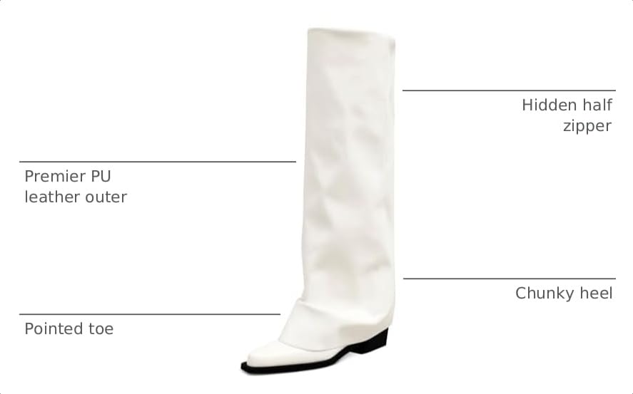 Image of Women's Fold Over Knee High Boots Wide Calf Chunky Heel Long Boots