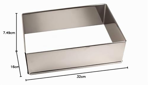 Foto von Lares Backform/Backrahmen eckig, extra hoch, in Karton - aus rostfreiem Edelstahl - verstellbare Größe - Made in Germany