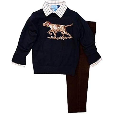 Good Lad Toddler thru 4/7 Boys Navy Intarsia Sweater Set with Dog Motif (6) Cover