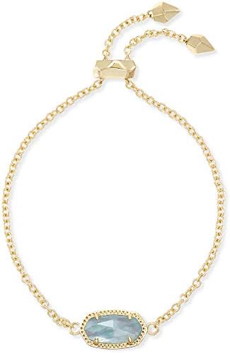 Kendra Scott Elaina Link Chain Bracelet for Women, Dainty Fashion Jewelry, 14k Gold-Plated Brass, Light Blue Illusion