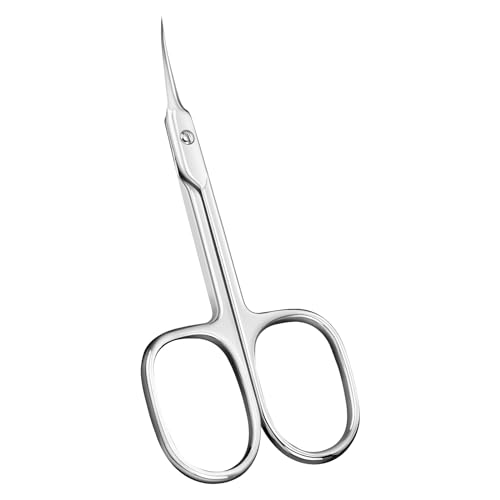 ANRUI Tijeras Cuticulas Profesional Acero Inoxidable, Tijeras de Belleza Curva Extra Afiladas, Tijeras Pequeñas para Cortar Cuticulas, Piel Muerta, Cejas, Pestaña