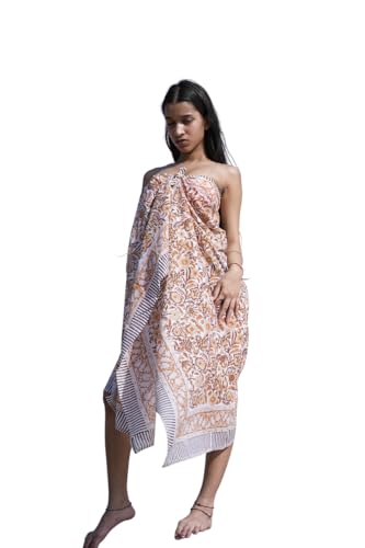 Indian Artisan Sarong – Hand Block Printed Beach Cover Colorful Rayon Beach Sarong – Soft & Breathable Resort Cover-Up