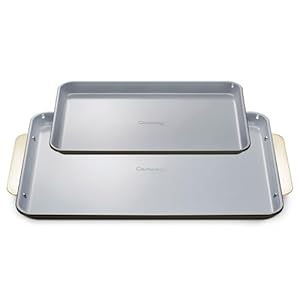 Caraway Non-Stick Ceramic Baking Sheet Duo – Naturally Slick Ceramic Coating – Non-Toxic, PTFE & PFOA Free – 18 x 13″ Large & 15 x 10″ Medium – Black