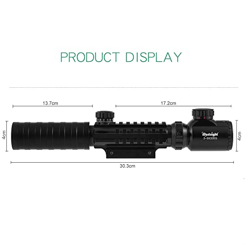 Paike 3-9x32 Hunting Rifle Scope Red/Green Dot Illuminated Sight Optics Tactical Sniper Scopes w/22mm - Image 5