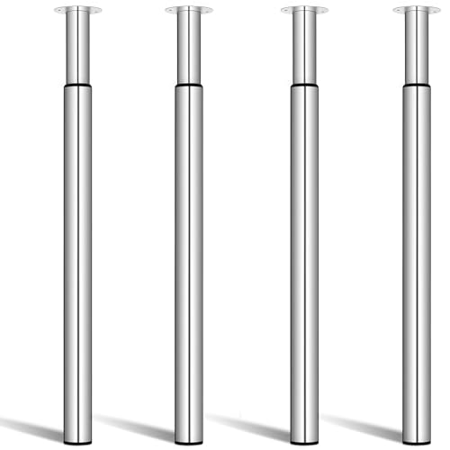 Amazing Tour Adjustable Metal Table Leg, Desk Legs 28-43 inch, 4 Pcs Folding Office Table Legs Kitchen Furniture Worktop Support Legs Polished Chrome
