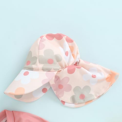 Infant Baby Boy Girl Swimsuit One Piece Long Sleeve Zipper Bathing Suit Toddler Rash Guard Kids Swimwear with Hat