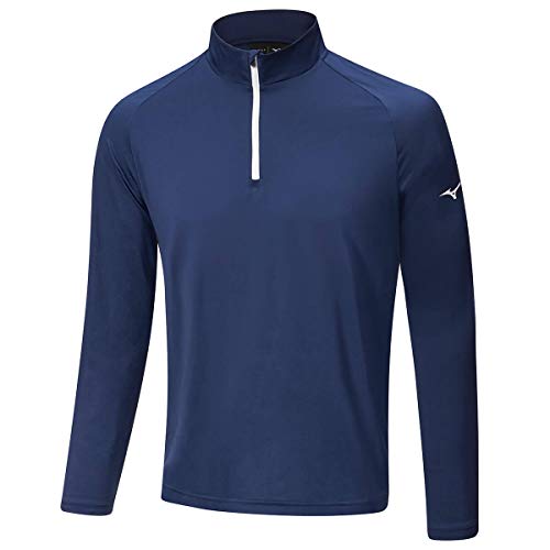 Mizuno Mens Quick Dry Breeze 1/4 Zip Sweater - Deep Navy - XXL