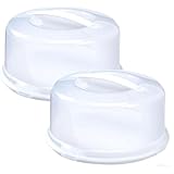 Large Round Cake Storage Container Box | Reusable Flip-Base Carrier Box for Serving | Airtight Dome Lid | Lightweight, Durable & Reusable Cake Box for Transport & Serving (Pack of 2)