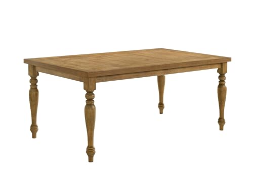 Huntington 72" Transitional Rectangle Dining Table with Spindle-Style Legs and Natural Wood Grain Finish, Perfect for Kitchen or Dining Room, Durable Wood Furniture, Antique Natural Oak