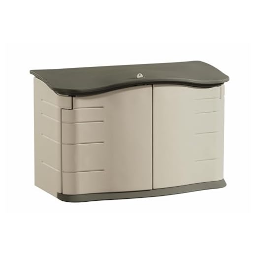 Rubbermaid Small Horizontal Resin Weather Resistant Outdoor Garden Storage Shed, Olive and Sandstone