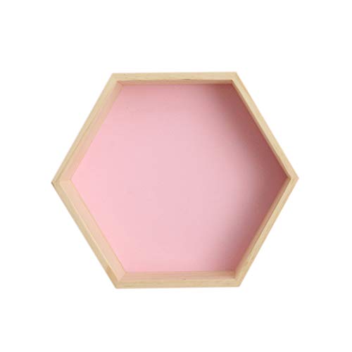 Eighosee Estante hexagonal de madera para decoración de habitación infantil, estilo nórdico, para habitación de , decoración de dormitorio, color rosa