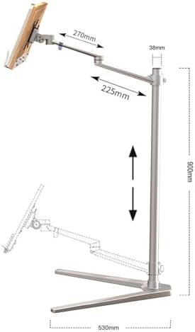 Reading Stand, Book Stand with 360° Swivel Stable Aluminum Arm Cookbook Stand 90Cm Height Adjustable Book Holder with Clamp for Reading for Magazine,Brown,
