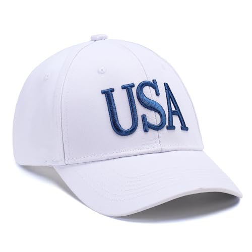 Image of USA Trucker Hat for Men & Women American Flag Cap Adjustable Baseball Cap Mesh Snap Patriotic 3D Embroidered Cap