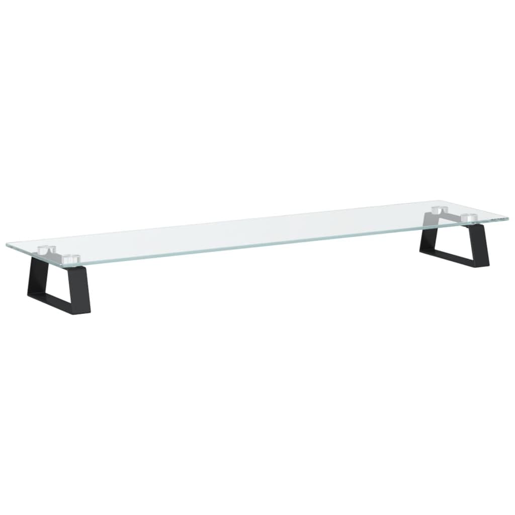 Vidaxl Black Monitor Stand, Display Stand For Laptops And Monitors, Computer Stand For Home Office, Monitor Stand Riser, Tempered Glass And Metal