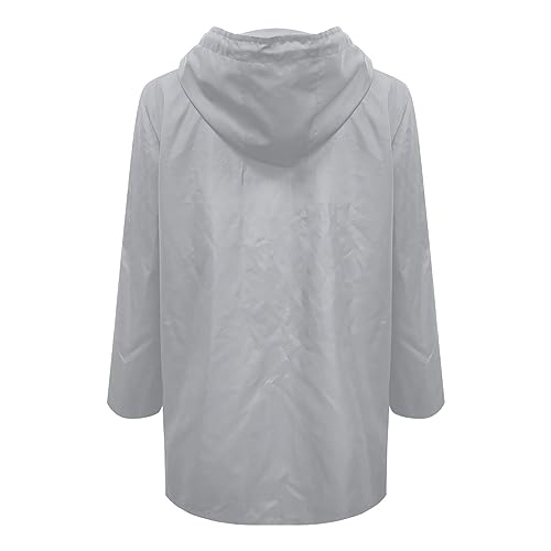Chubasquero largo para mujer de talla grande con capucha y corte suelto 4