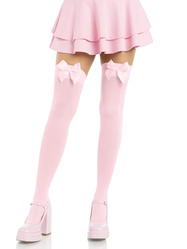 Image of Leg Avenue Women's Satin Bow Accent Thigh Highs
