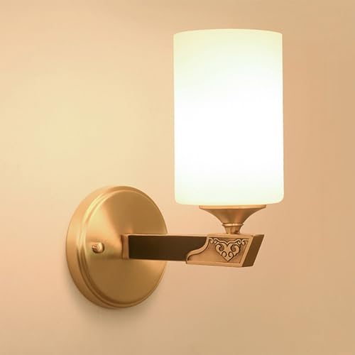 WDDJP Modern Brass Wall Sconce with Cylinder Glass Shade, Elegant
