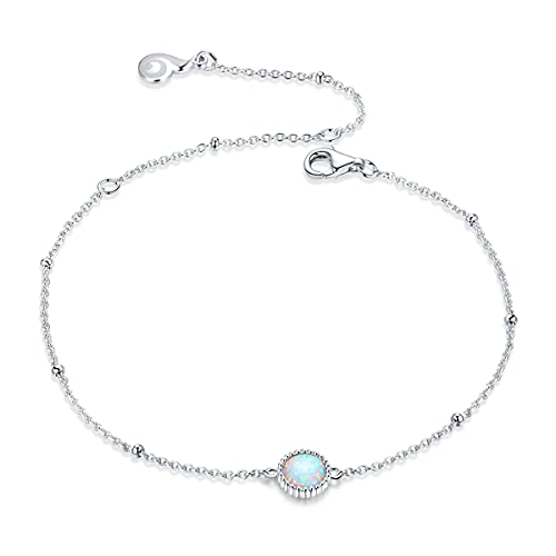 Bracelet opale en argent 925 pour femme avec maillons fins