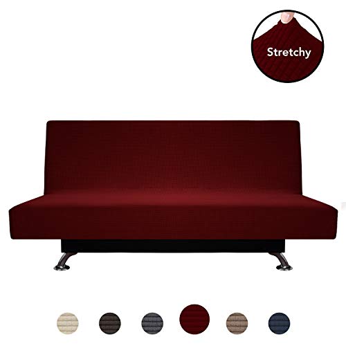 PureFit Stretch Sofa Slipcover – Spandex Jacquard Non Slip Soft Couch Sofa Cover, Washable Furniture Protector with Non Skid Foam and Elastic Bottom for Kids (Wine)