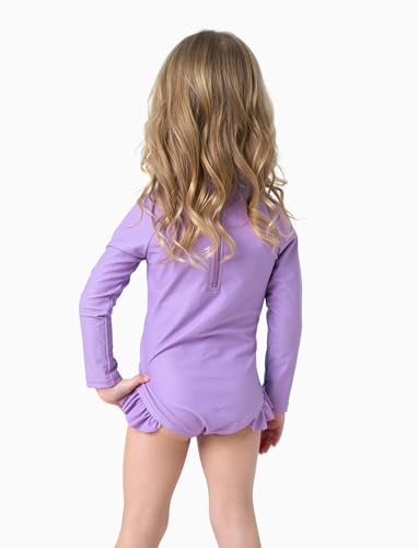 Image of Disney Frozen Stitch Princess Minnie Mouse Girls Swimsuit Long Sleeve Rashguard UPF 50 One Piece Bathing Suit Size 3M-13Y