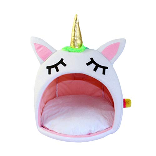 TEHAUX Winter Pet Sleep Bed Unicorn Cat Dog S