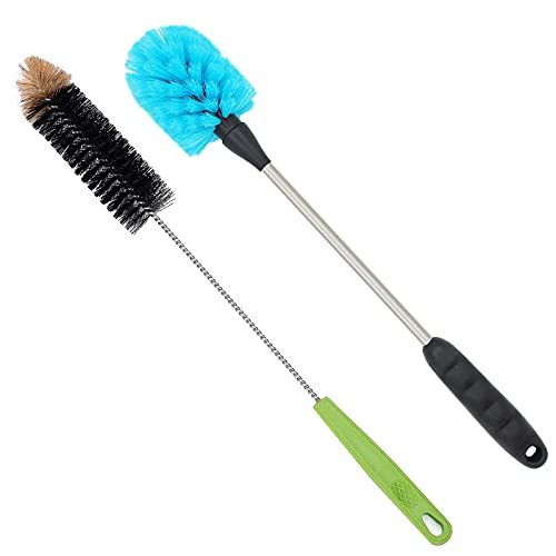 Cepillo para botellas, cepillos limpiadores de mango largo flexible para limpiar biberones de cuello, biberones, botellas de agua, vasos, frascos, comederos de pájaros, jarrón y cepillo de limpieza