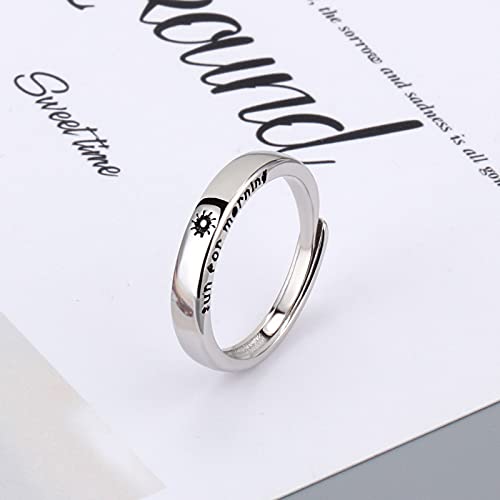 YangQian Couples Rings for Him and Her Set Silver Ring Set Promise Rings for Women Men Birthday Christmas Valentines Day Gifts for Her Him Sun and Moon ring