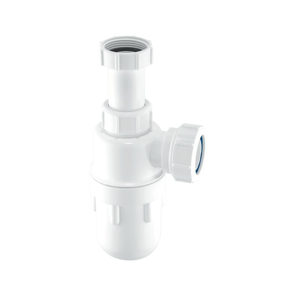 McAlpine White Adjustable Inlet Bottle Trap - 75mm Water Seal - 1.5" Multifit Outlet